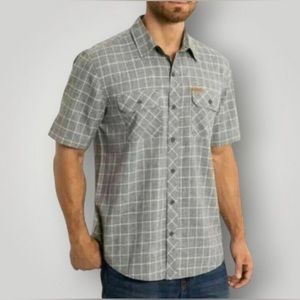NWOT ORVIS Men's Short Sleeve Button Down Shirt Gray White Medium